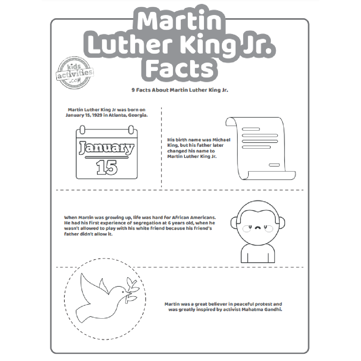 Printable Martin Luther King Jr Facts For Kids To Print And Learn Kids Activities Blog Printable Martin Luther King Jr Facts For Kids To Print And Learn Kids Activities Blog