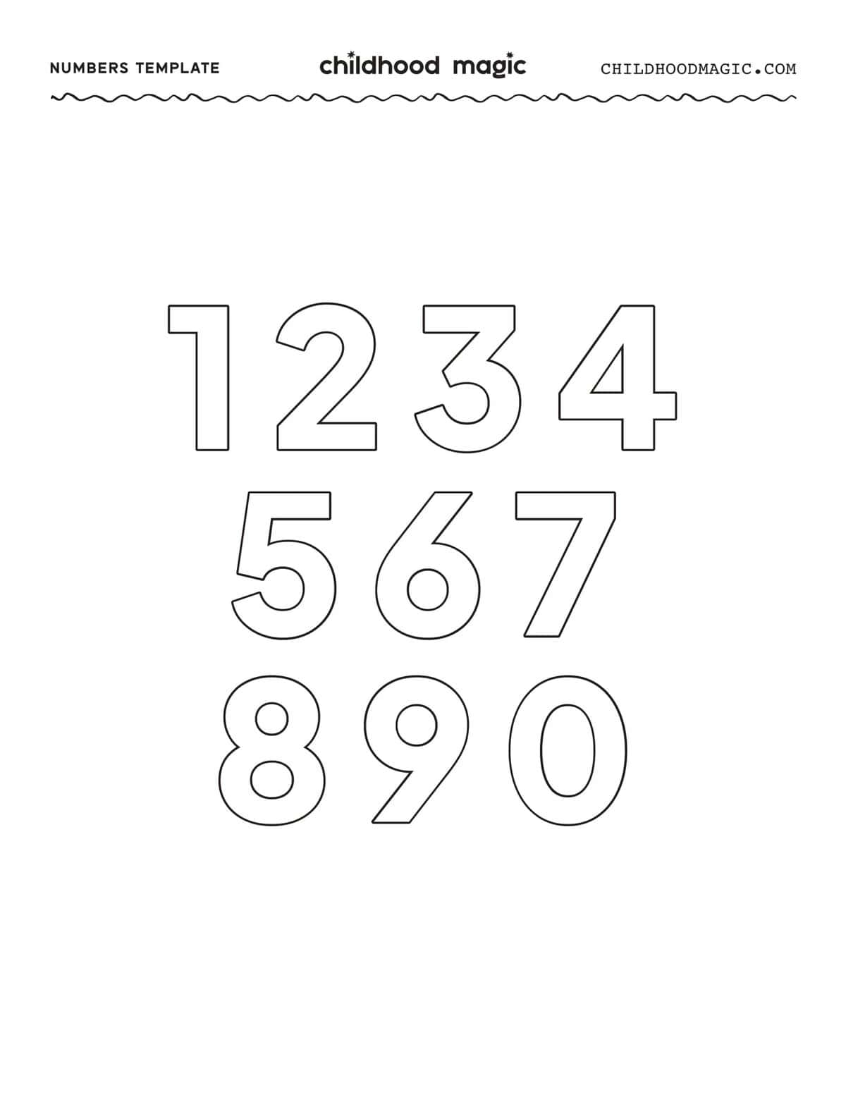 Printable Numbers 0 9 Free Number Outlines For Kids Childhood Magic