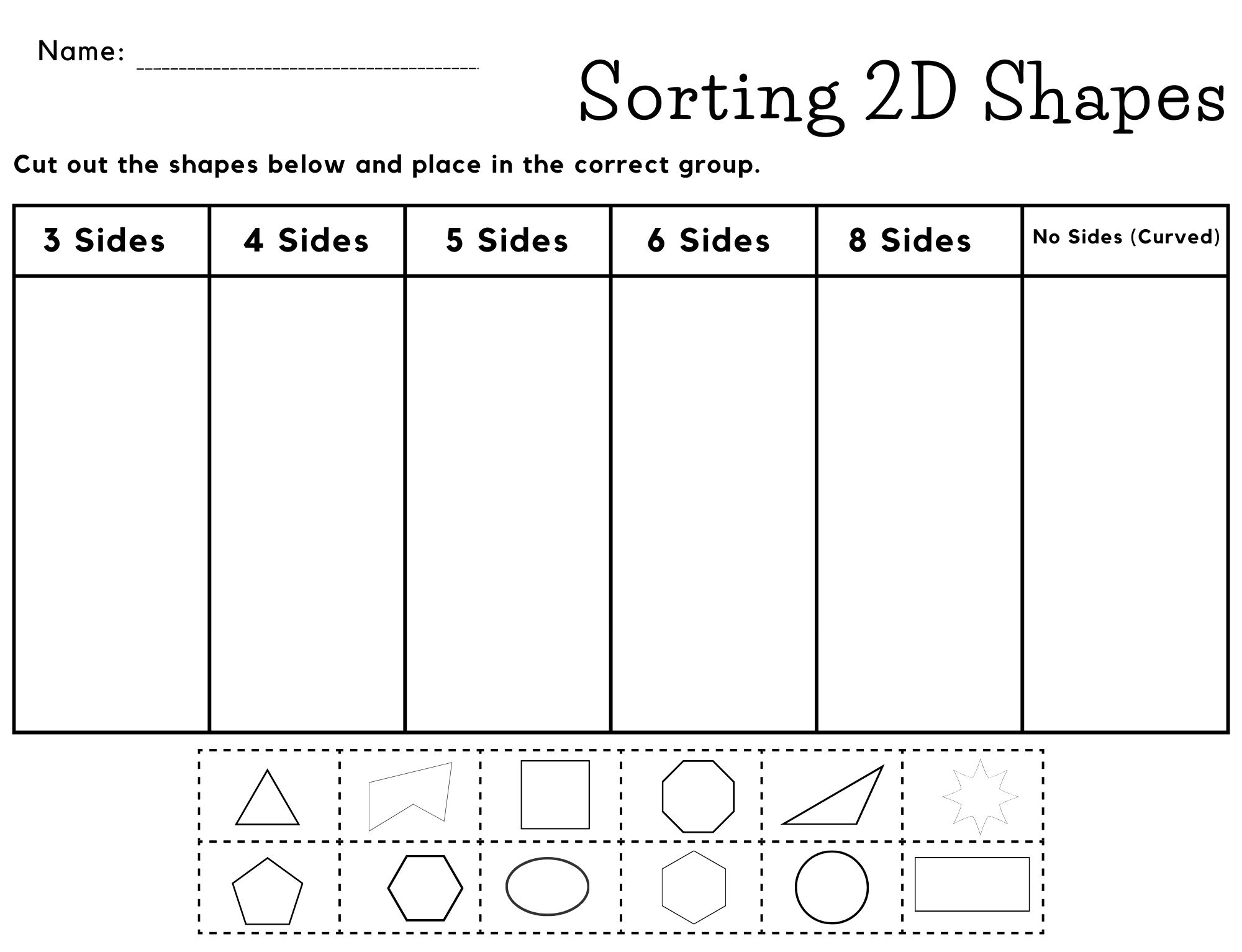 Printable Sorting 2d Shapes Activity Worksheet 2d Shape Sort Cut And Paste Made By Teachers