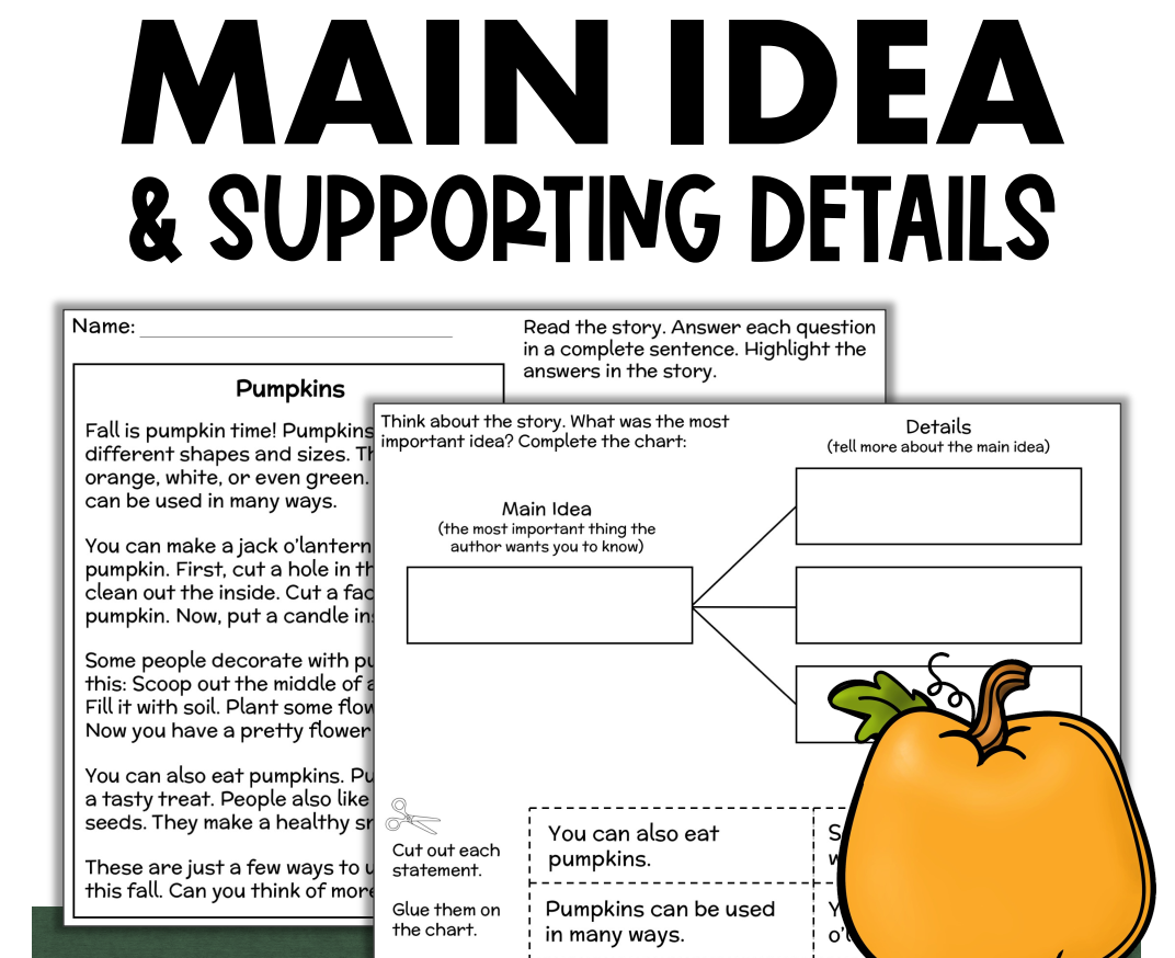 Pumpkins Main Idea And Supporting Details 2nd Grade Lesson Plan