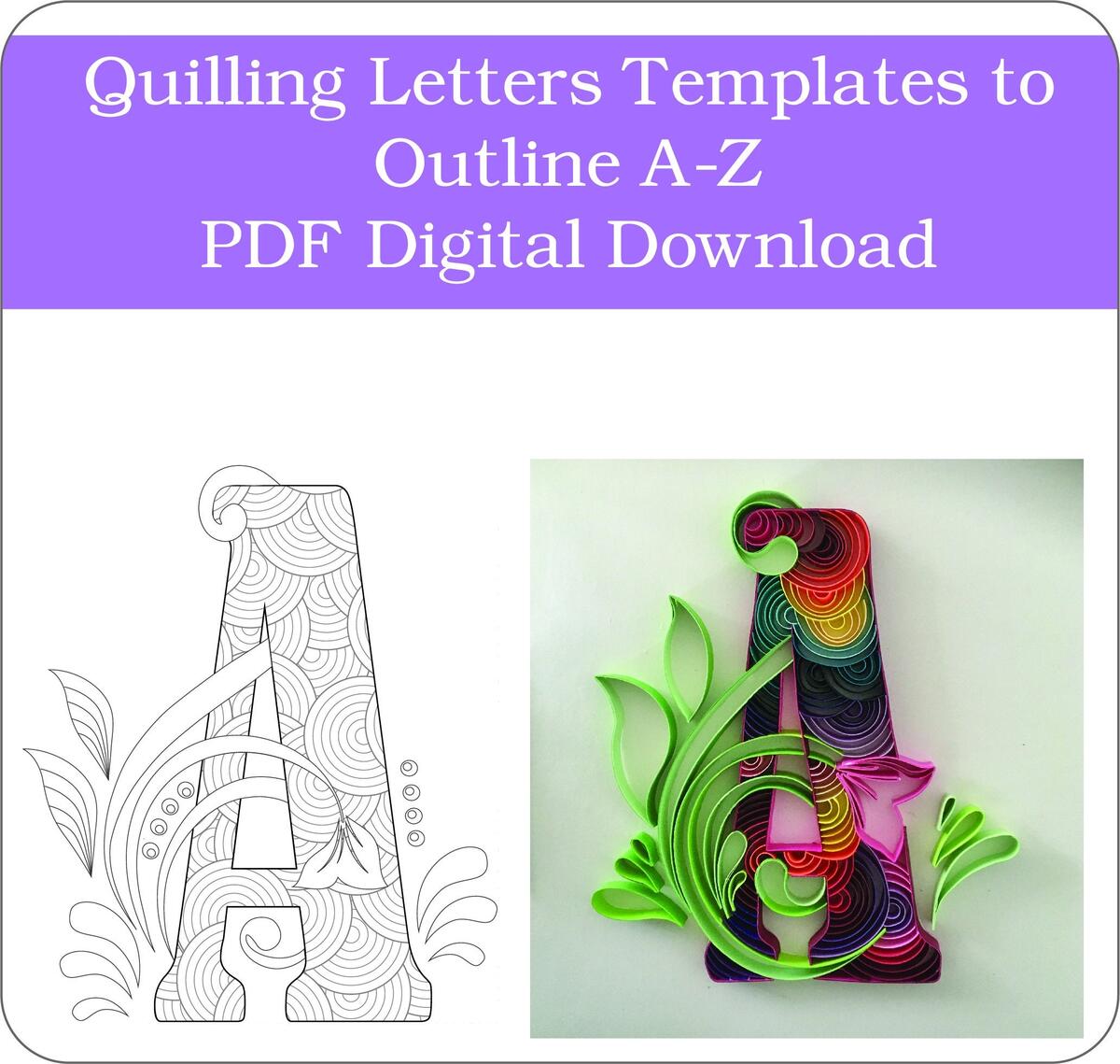 Quilling Art A Z Letter Outline Templates PDF Digital Download Handamde Birthday Anniversary Holidays Gifts Etsy