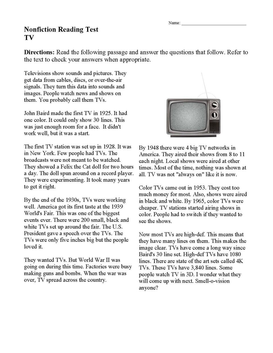 Reading Comprehension Worksheets Online Or Printable