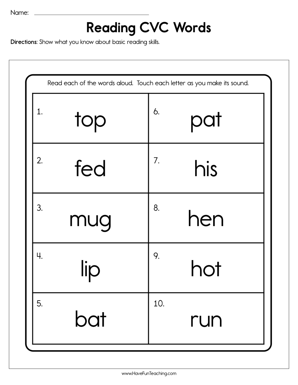 Reading CVC Words Worksheet Have Fun Teaching Reading CVC Words Worksheet Have Fun Teaching