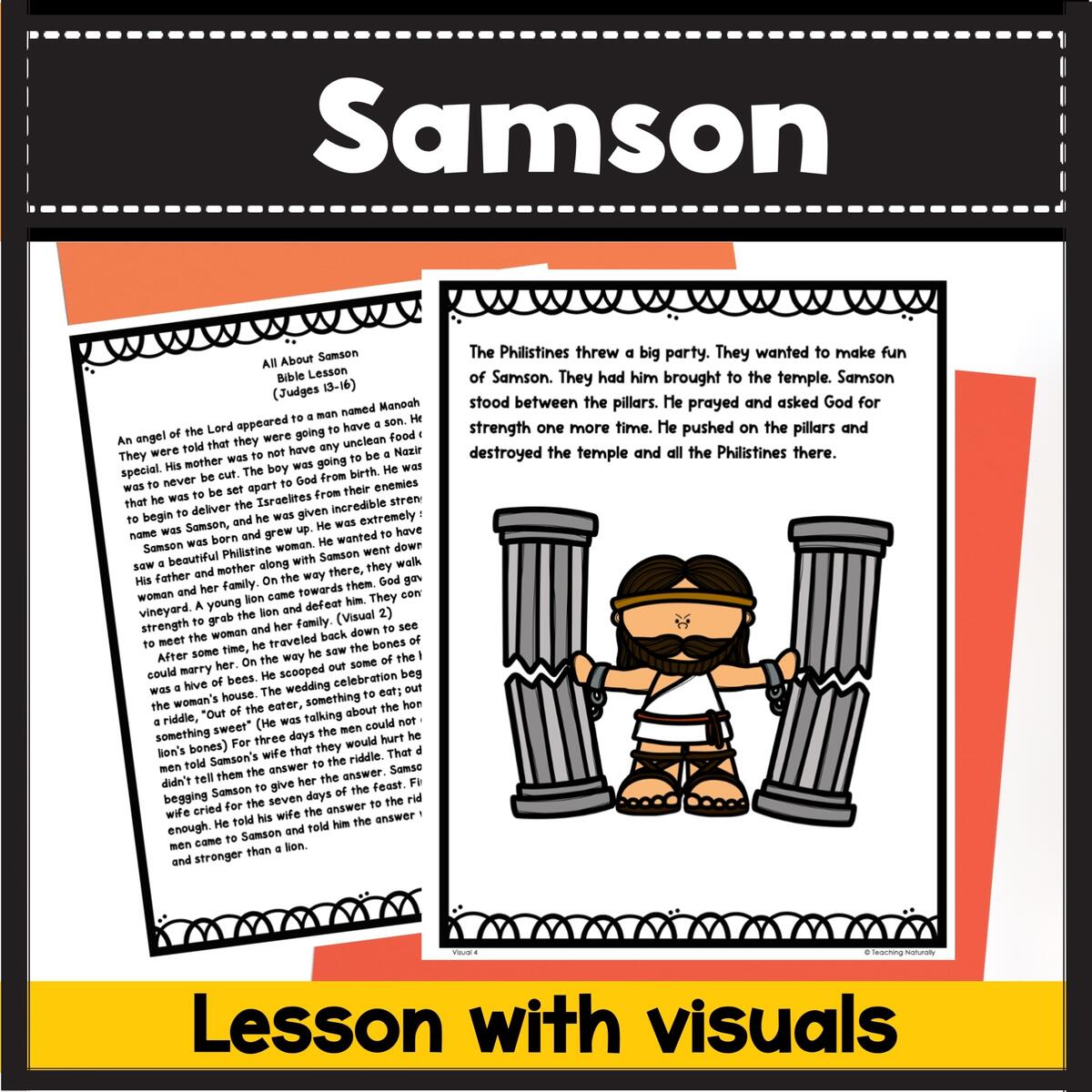 Samson Bible Lesson With Visuals And Activities For Preschool Kindergarten Made By Teachers