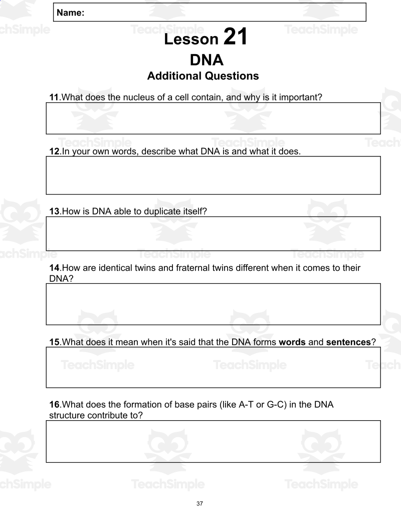 Science Reading Comprehension Passage 21 DNA PDF By Teach Simple Science Reading Comprehension Passage 21 DNA PDF By Teach Simple