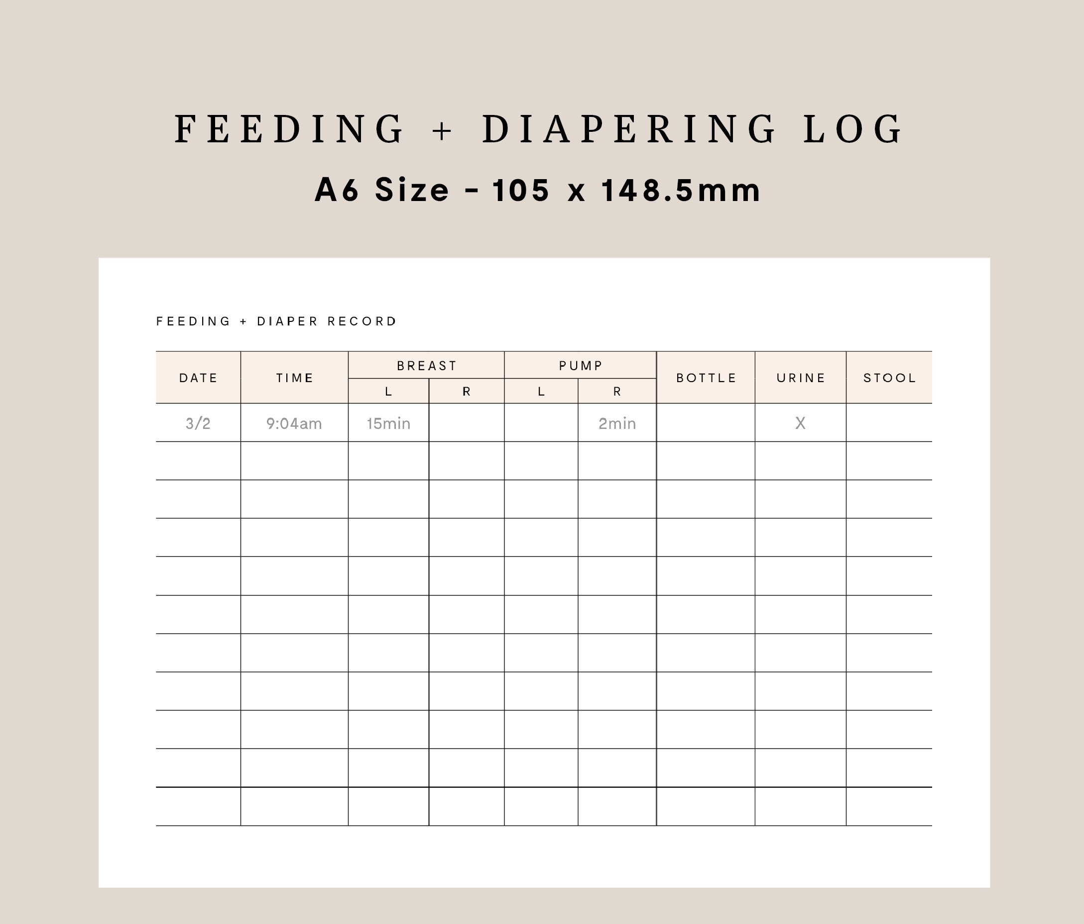 Newborn Feeding Log Etsy