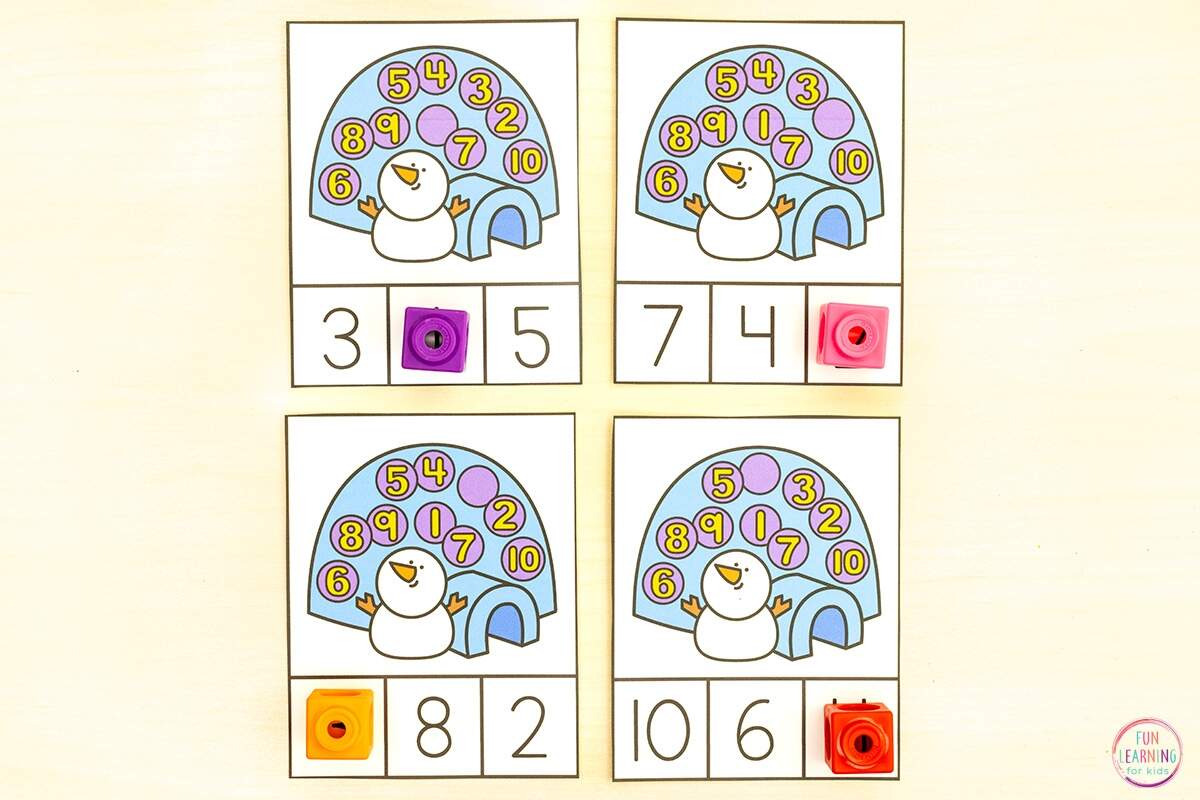 Snow Globe Missing Number Cards Snow Globe Missing Number Cards
