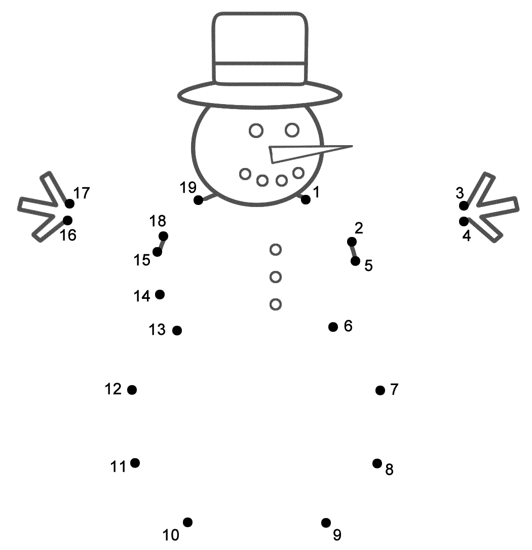 Snowman Connect The Dots Count By 1 s Winter