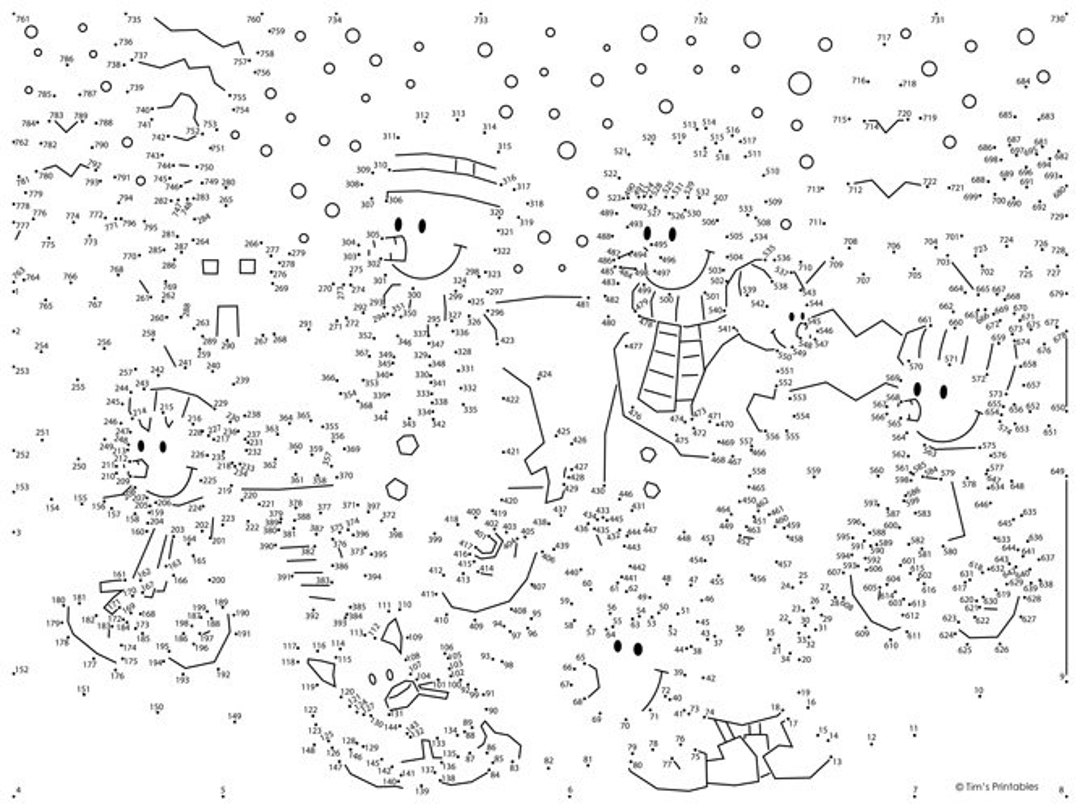 Snowman Family Dot To Dot Connect The Dots Etsy
