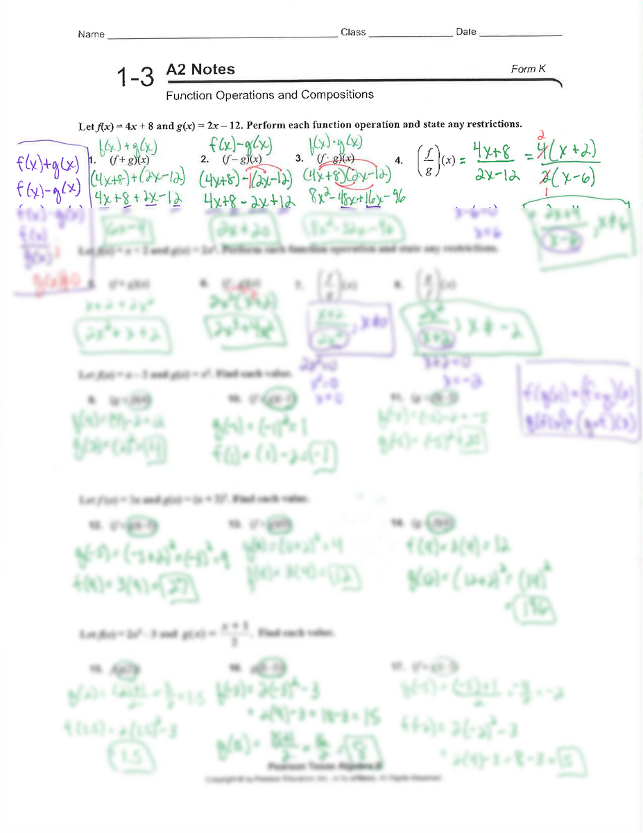 SOLUTION Function Operations And Composition Worksheet Studypool Worksheets Library