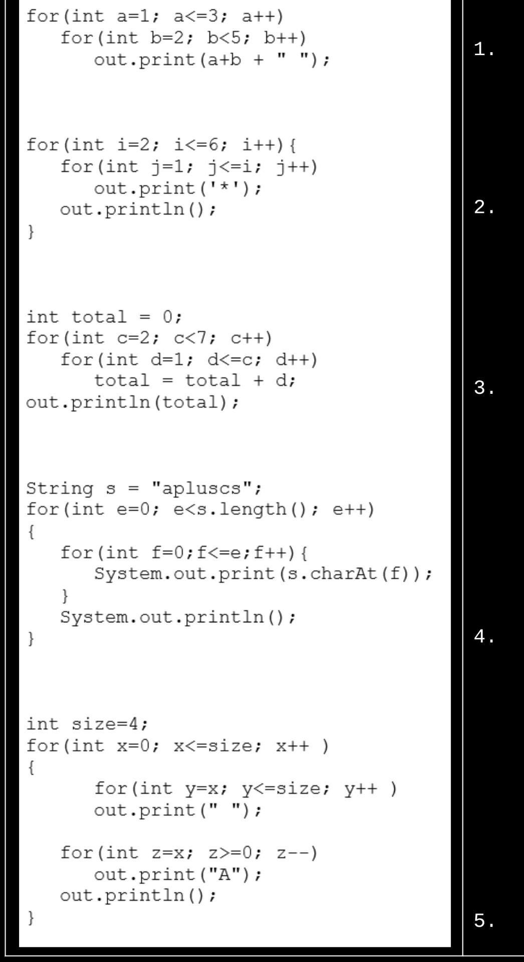 Solved A Computer Science Nested Loop Worksheet 1 Java Chegg