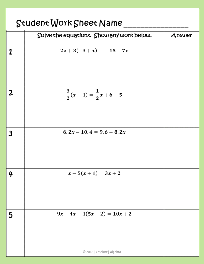 Solving Multi Step Equations Growth Mindset Activity Absolute Worksheets Library