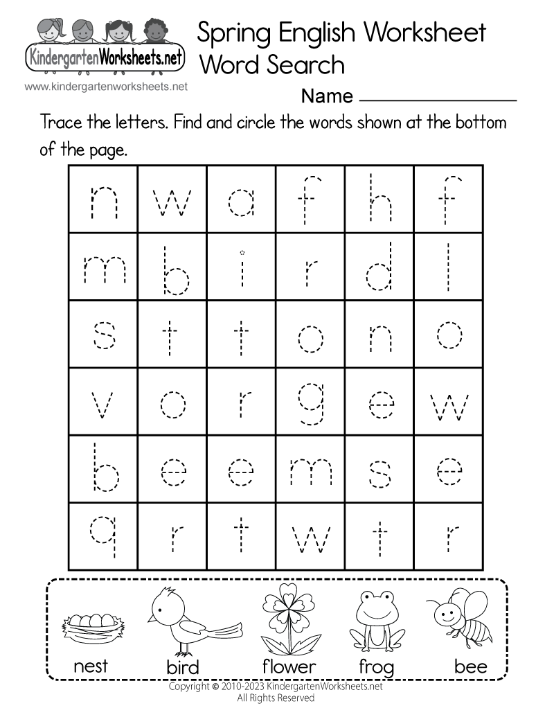 Spring English Worksheet Free Printable Digital PDF Kindergarten English Worksheets Best Coloring Pages For Kids