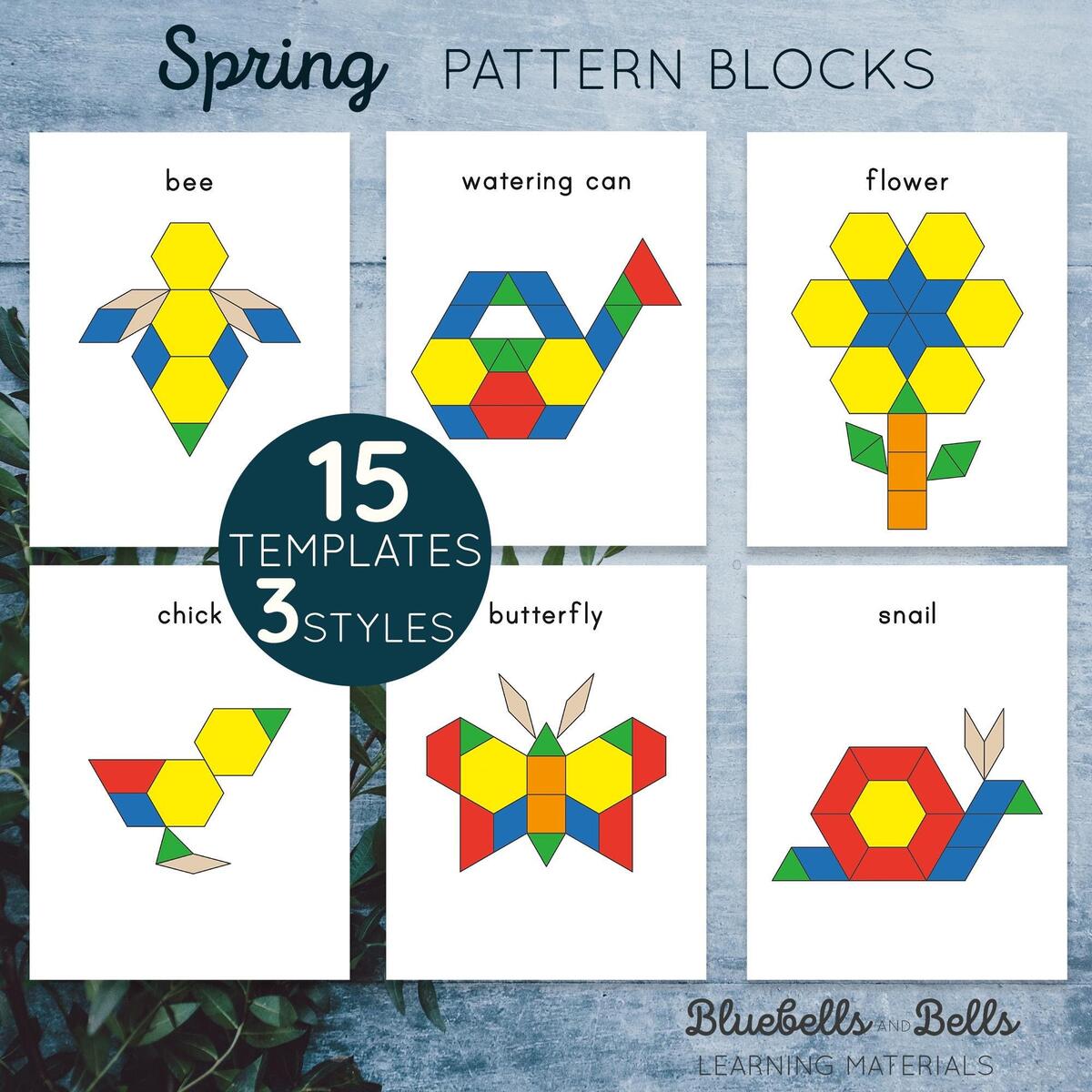 Spring Pattern Blocks Templates Spring Printable Preschool And Kindergarten Activity Etsy