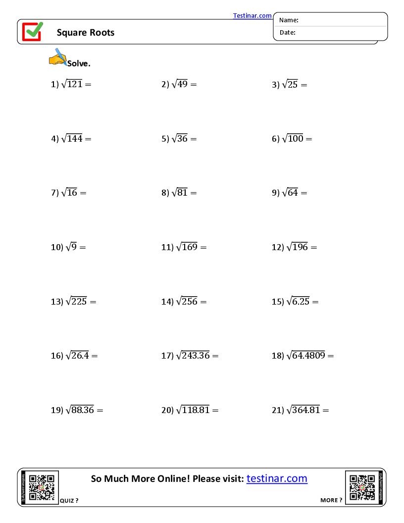 Square Roots Worksheets Evaluating Expressions With Radicals Worksheet PDF Printable Algebra Worksheet Cazoom Math