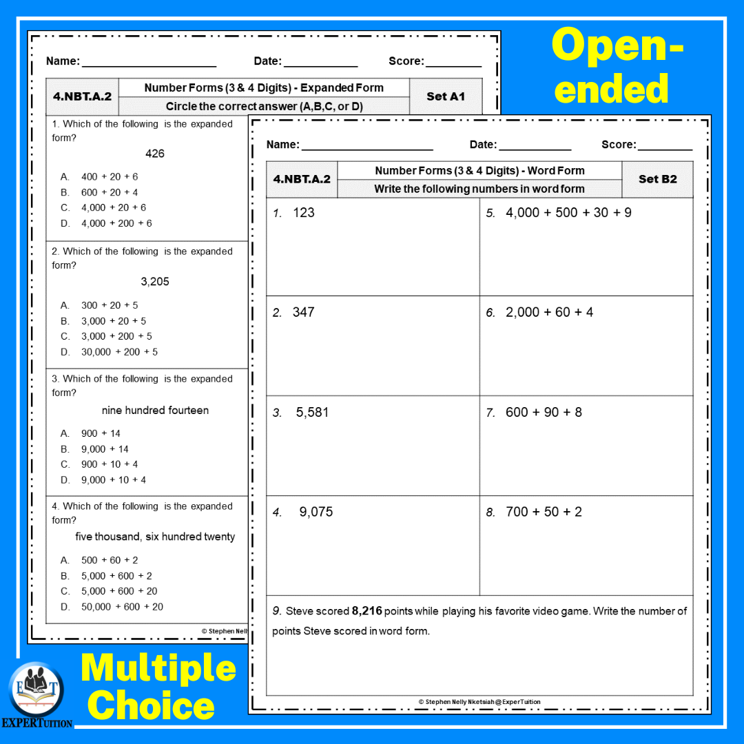 Standard Expanded And Word Forms Worksheets 3 4 Digits Made By Teachers Standard Expanded And Word Form Worksheet Worksheets Library