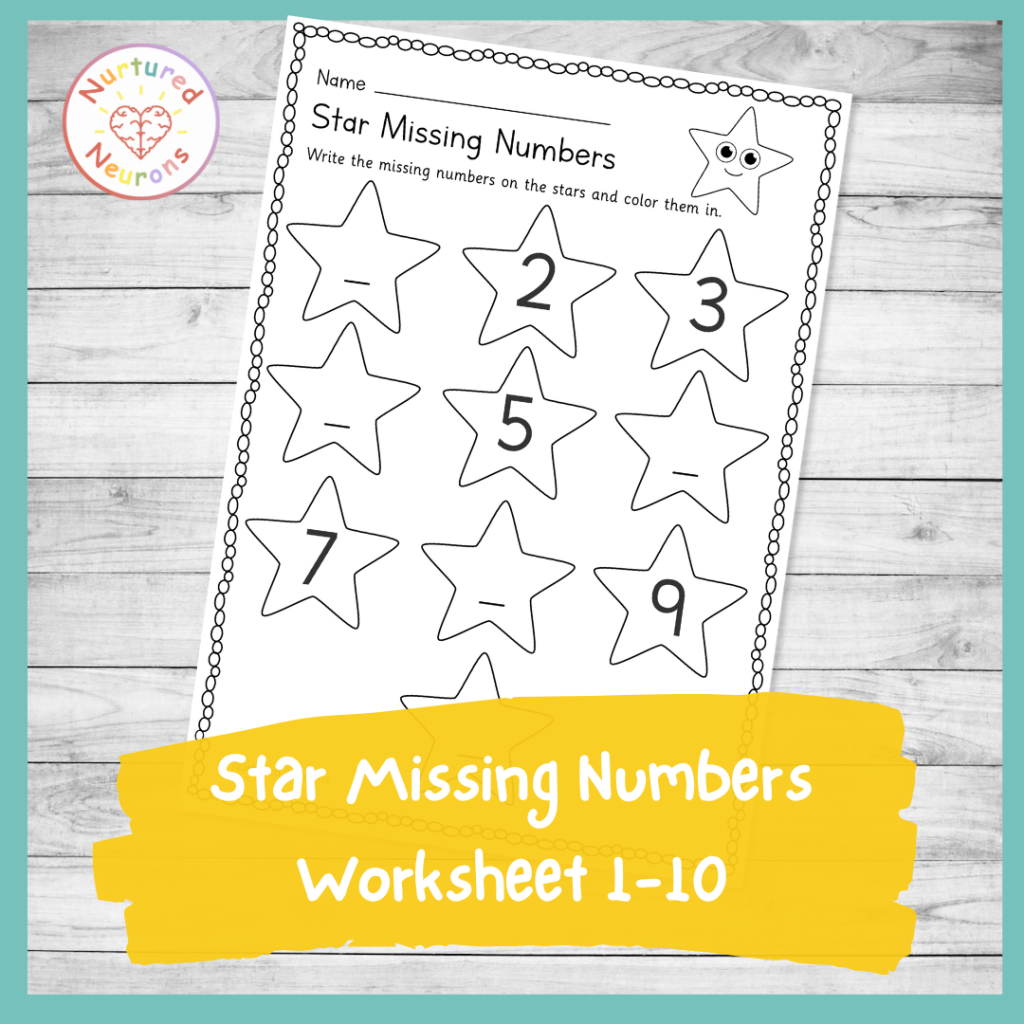 Star Missing Number Worksheet 1 10 Space Printable Nurtured Neurons