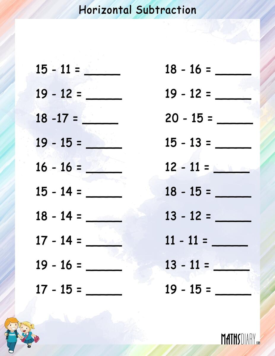 Subtracting Horizontally Horizontal Subtraction Math Worksheets MathsDiary