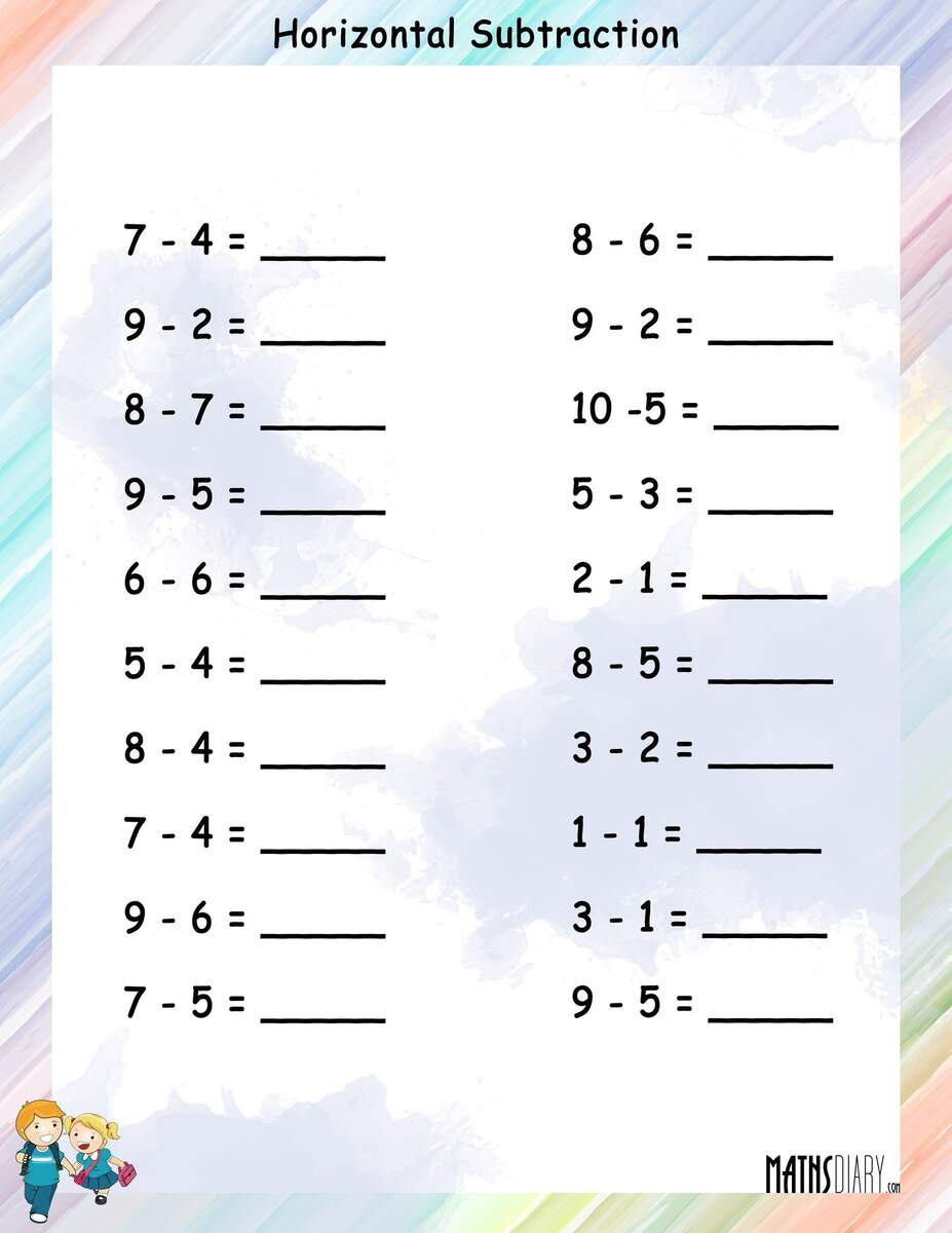 Subtracting Horizontally Horizontal Subtraction Math Worksheets MathsDiary