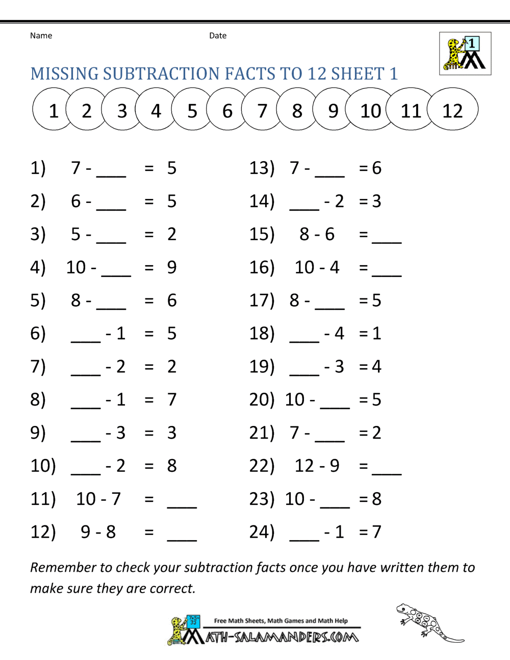 Subtract With Objects K12 Math Worksheets