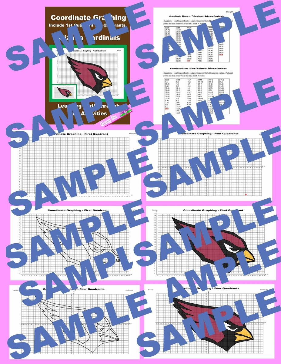 Super Bowl Coordinate Plane Graphing Picture Arizona Cardinals Made By Teachers