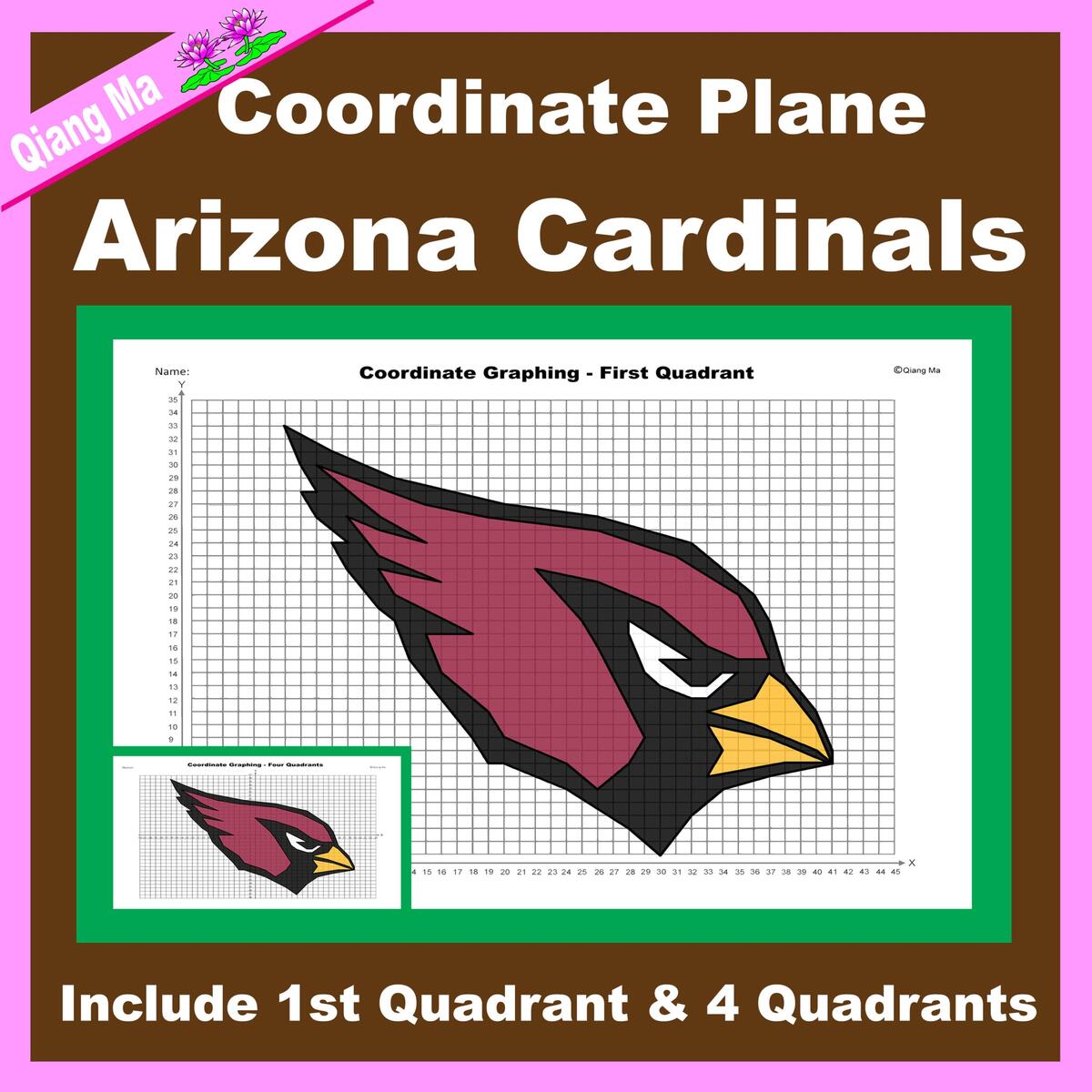 Super Bowl Coordinate Plane Graphing Picture Arizona Cardinals Made By Teachers