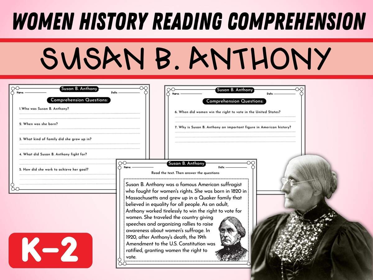 Susan B Anthony Reading Comprehension Women S History PDF Etsy