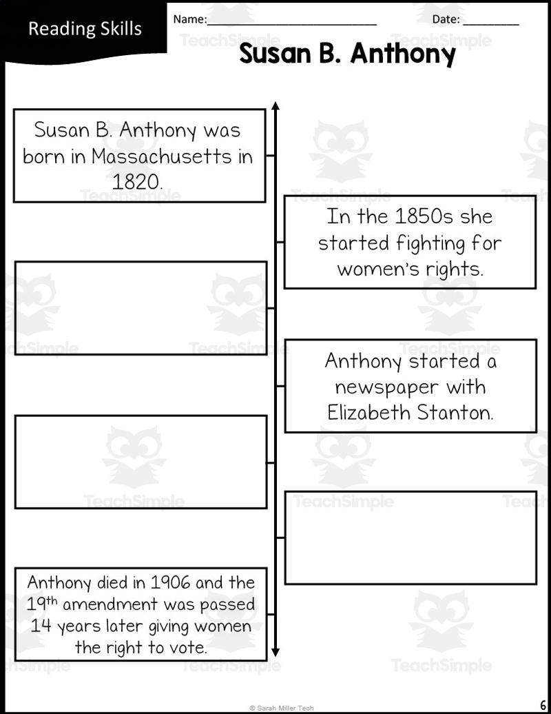 Susan B Anthony Reading Packet By Teach Simple