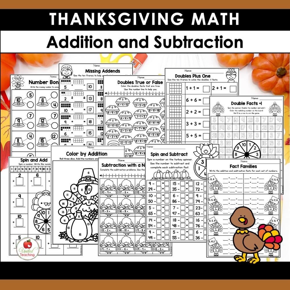 Thanksgiving Math Activities For 1st Grade United Teaching