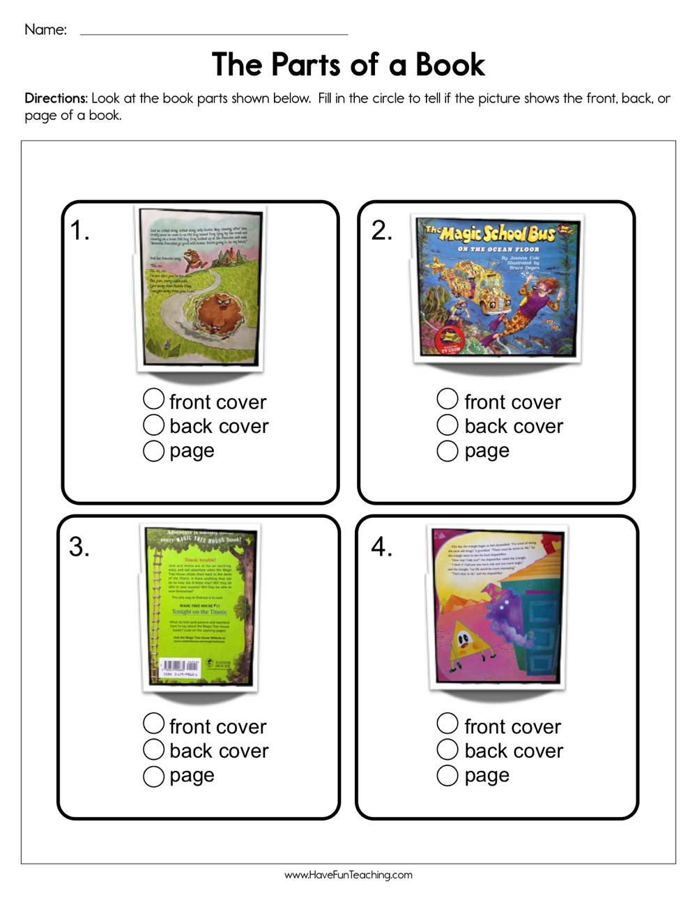 The Parts Of A Book Worksheet Have Fun Teaching Parts Of A Book For Kindergarten 4 Kinder Teachers
