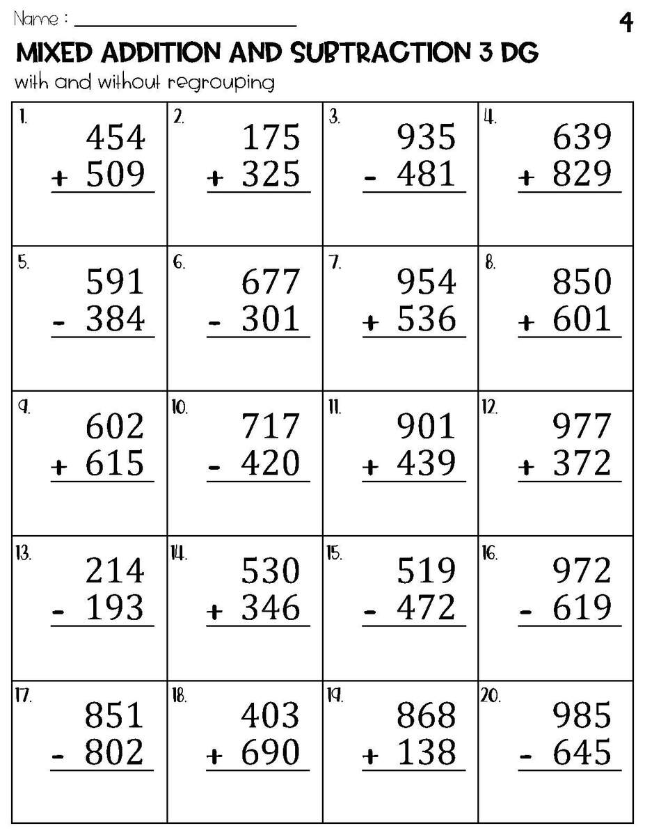 3 Digit Addition And Subtraction Worksheets SET3 Ocean Theme Math Worksheets Printable Etsy