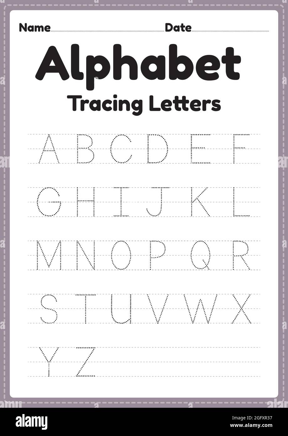 Tracing Letters Alphabet Worksheet For Kindergarten And Preschool Kids For Handwriting Practice And Educational Activities In A Printable Page Stock Vector Image Art Alamy 300 Free Letter Tracing Worksheets By Gold Star Fun Vibrant Designs