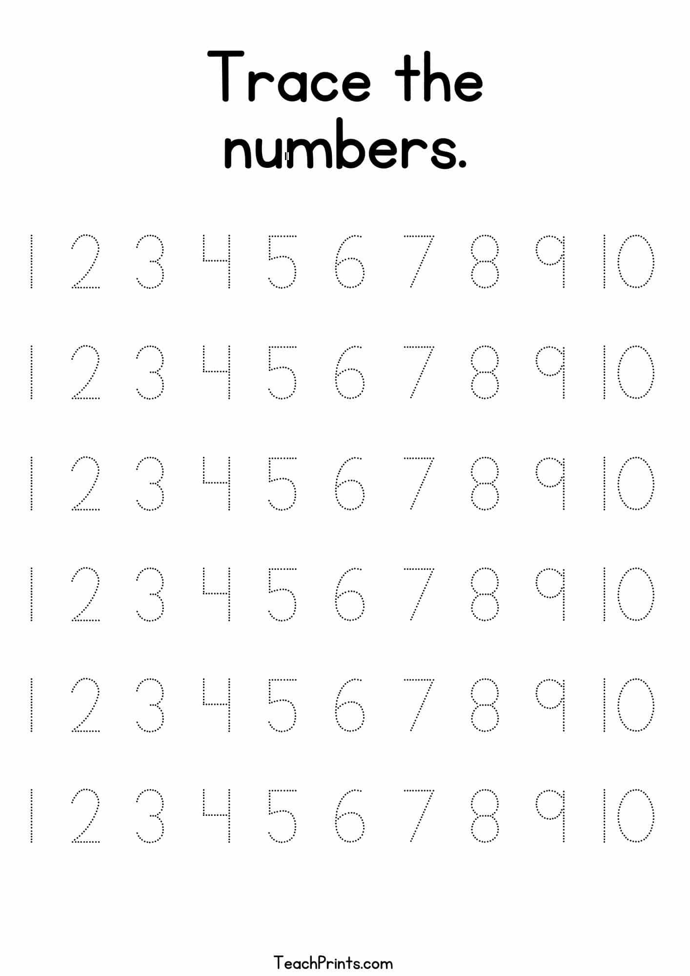 Number Tracing Worksheets
