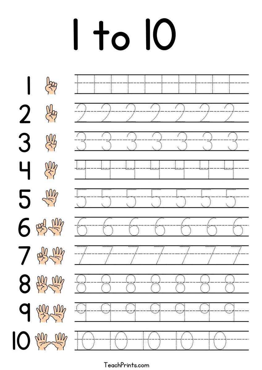 Tracing Numbers 1 10 Worksheets Free Printable Pdfs Teach Prints