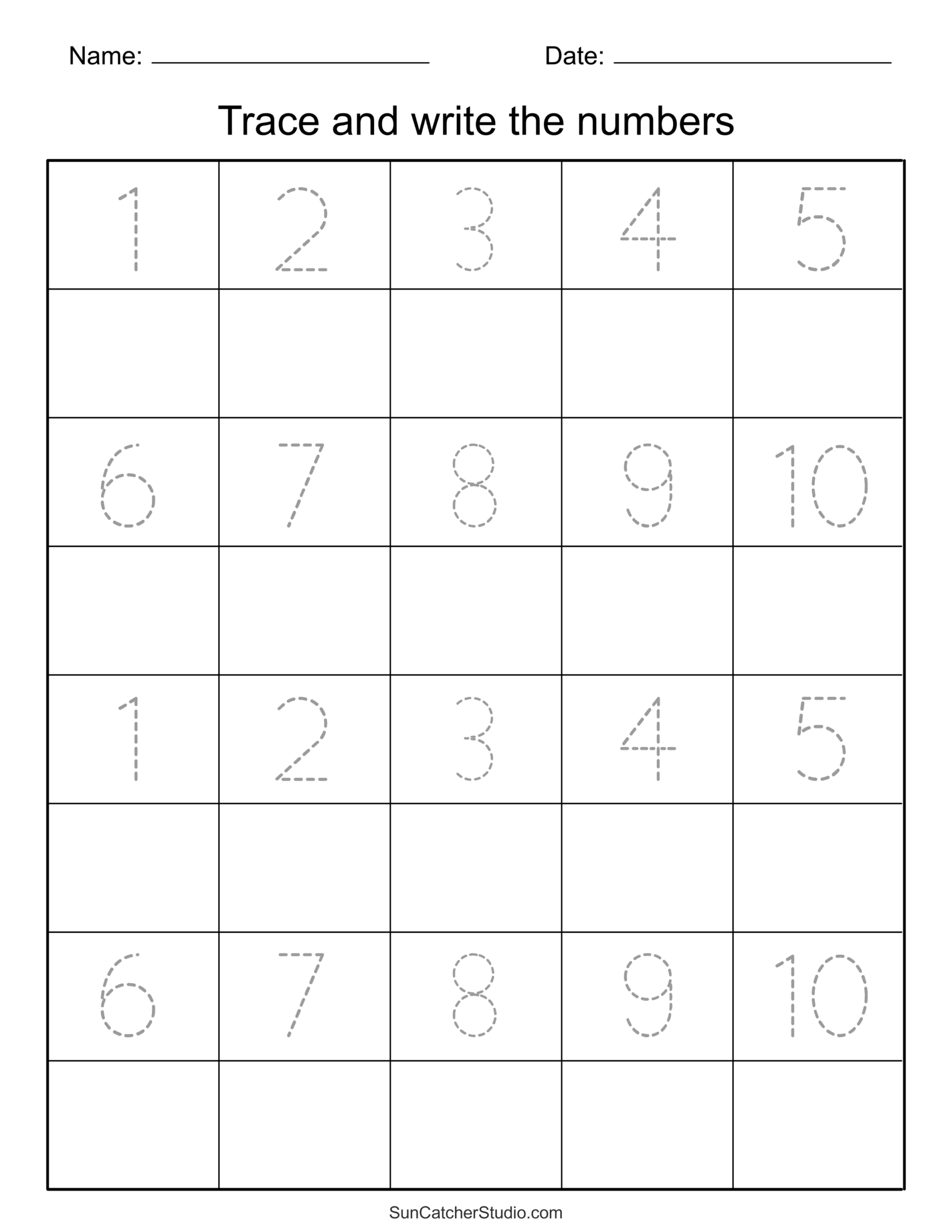 Tracing Numbers Free Worksheets