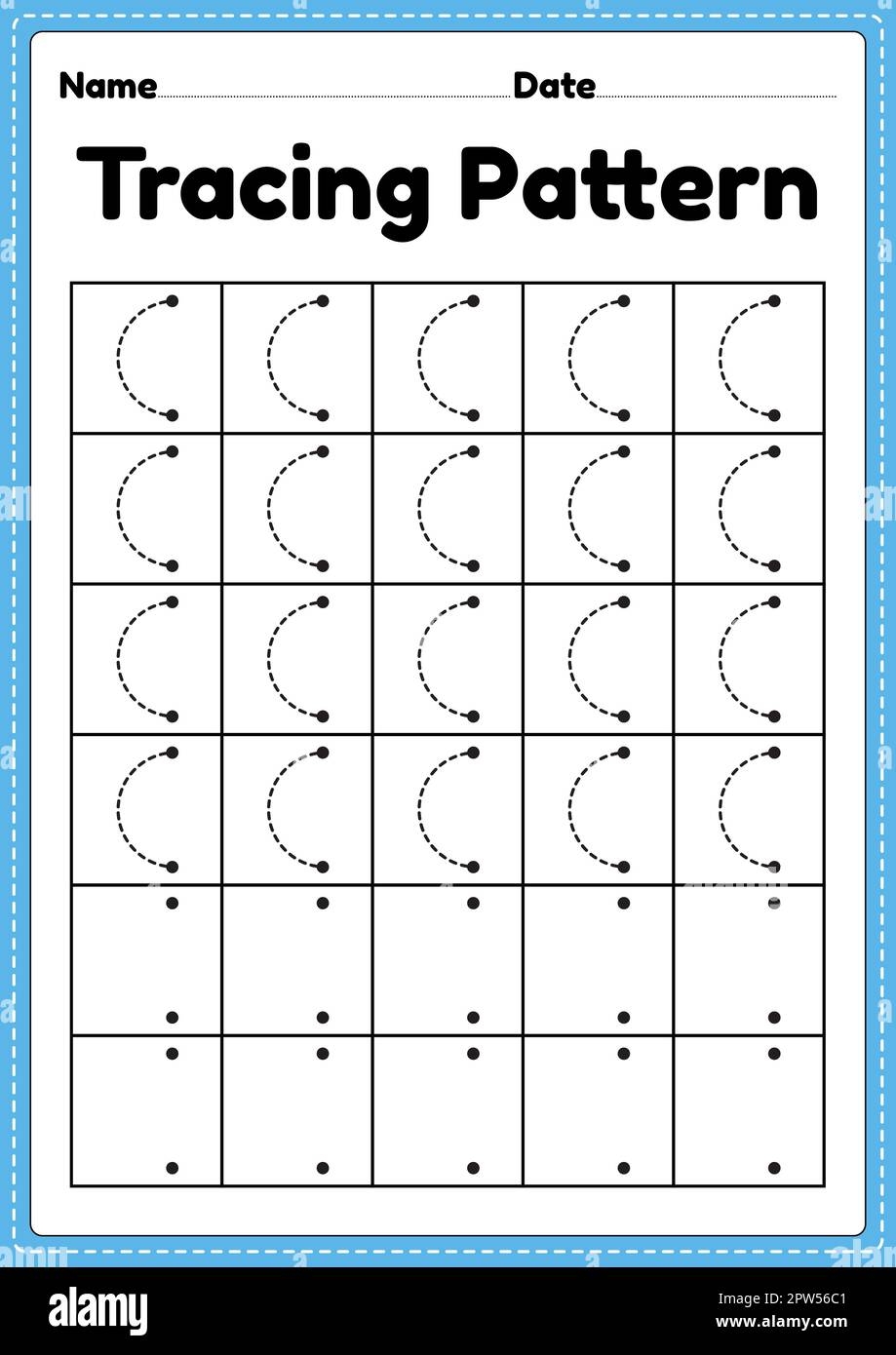 Tracing Pattern Lines Worksheet For Kindergarten Preschool And Montessori School Kids To Improve Handwriting Practice Activities In A Printable Page Stock Vector Image Art Alamy