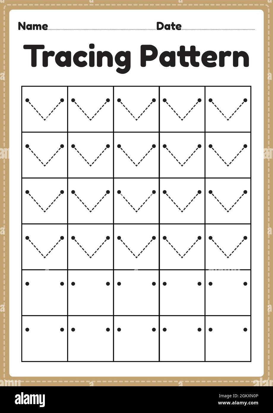 Tracing Pattern Lines Worksheet For Kindergarten Preschool And Montessori School Kids To Improve Handwriting Practice Activities In A Printable Page Stock Vector Image Art Alamy