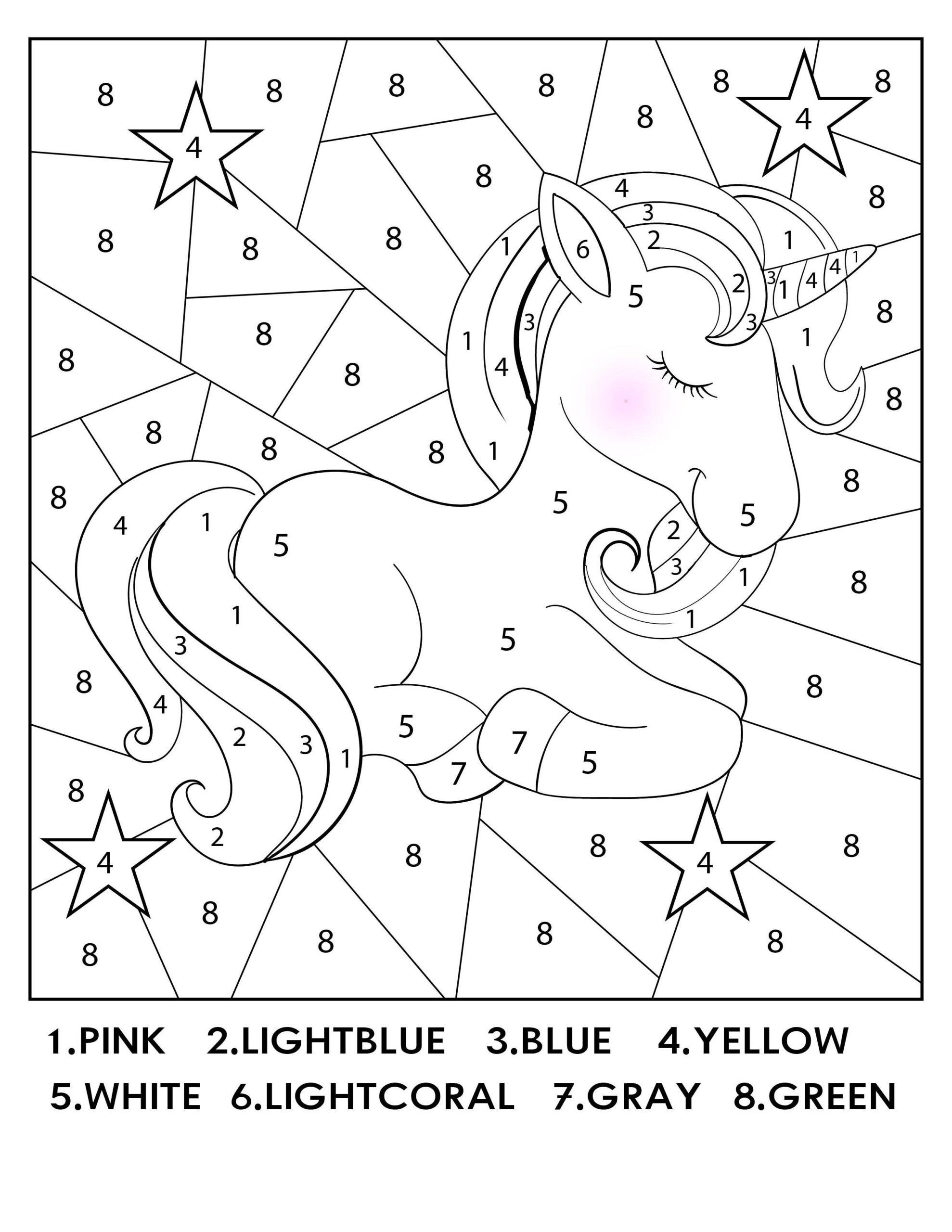 Unicorn Coloring Pages By Numbers For Kids By EducationFirst TPT Unicorn Coloring Pages By Numbers For Kids By EducationFirst TPT