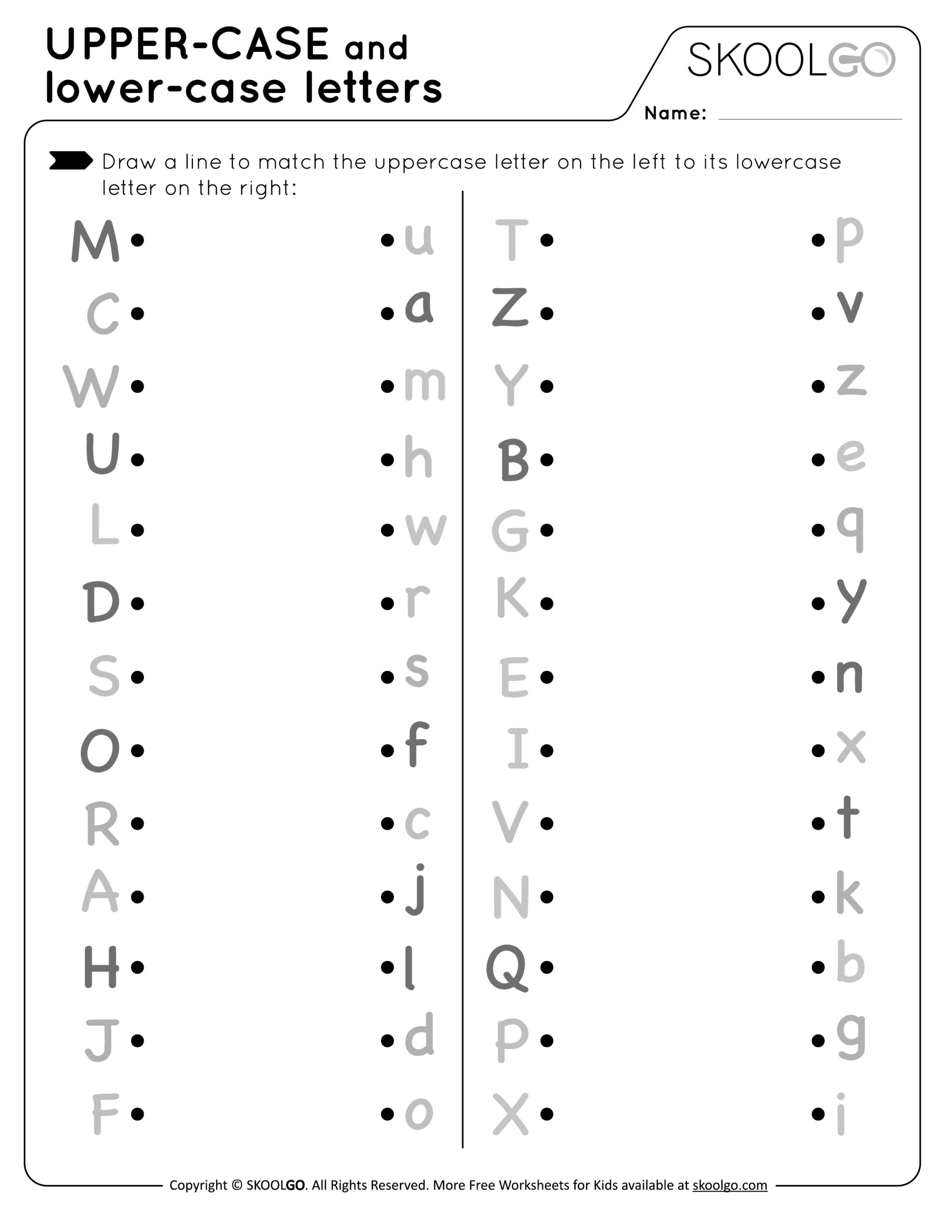 Upper Case And Lower Case Letters Free Worksheet For Kids