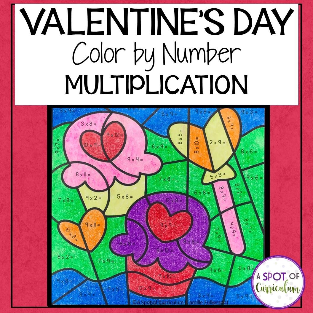 Valentine S Coloring Sheets Multiplication Color By Number Made By Teachers