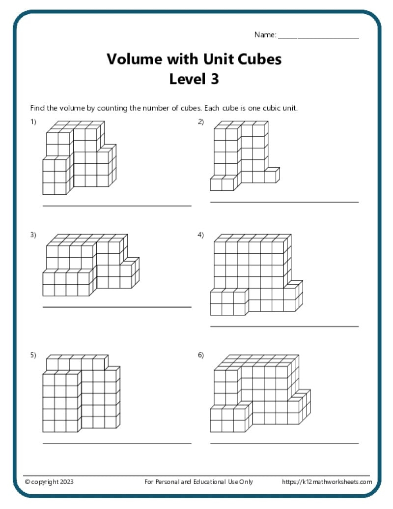 Volume With Unit Cubes K12 Math Worksheets Volume With Unit Cubes K12 Math Worksheets