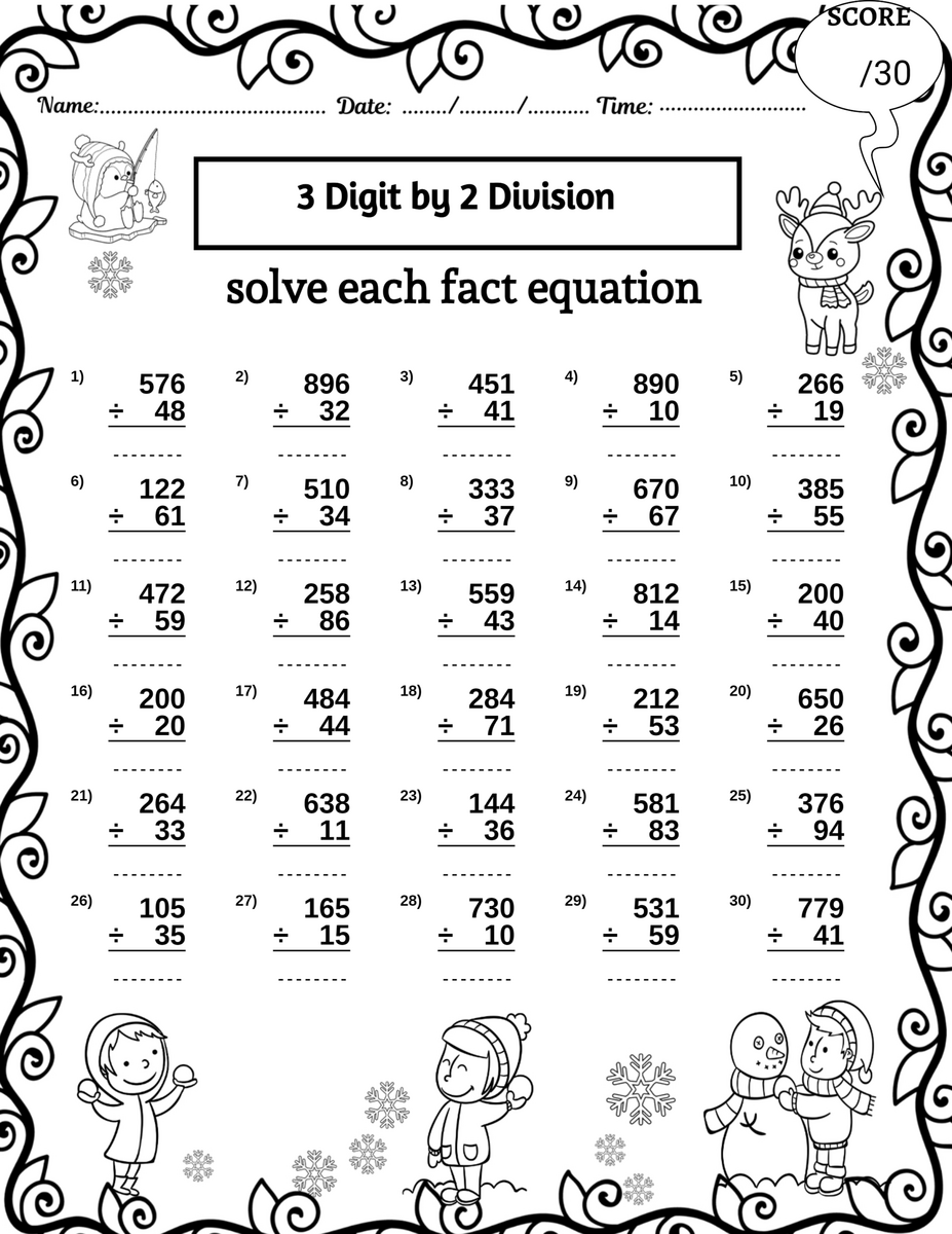 Winter 3 Digit By 2 Digit Multiplication Division Missing Numbers Worksheets Worksheets Library
