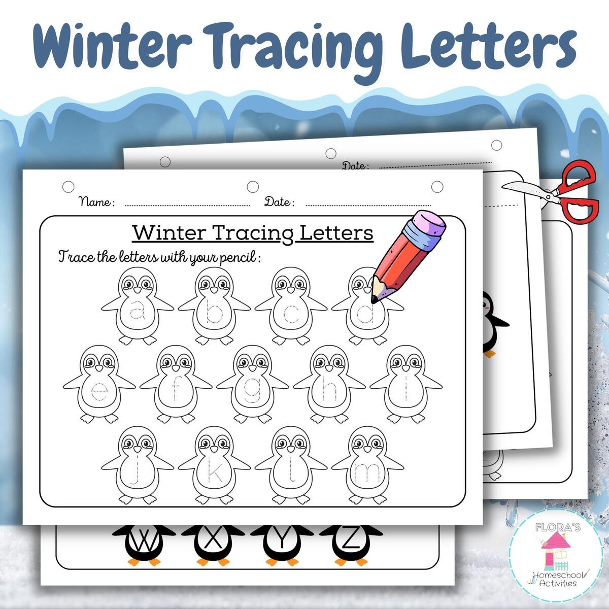 Winter Tracing Letters Writing New Year 2023 Activities For HS K 1st Made By Teachers