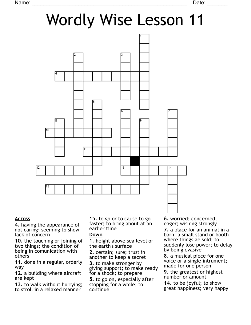 Wordly Wise Lesson 11 Crossword WordMint