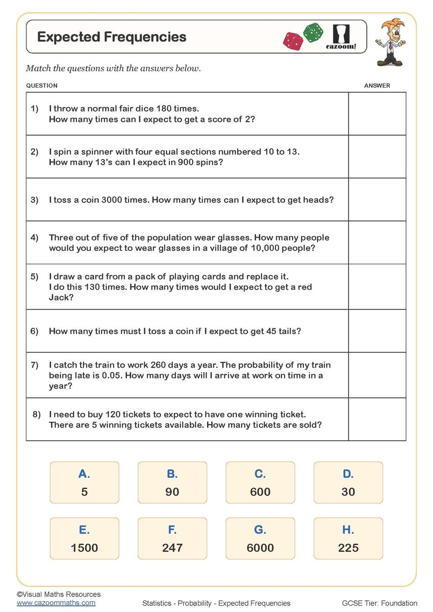 Year 10 Probability Worksheets PDF Printable Worksheets