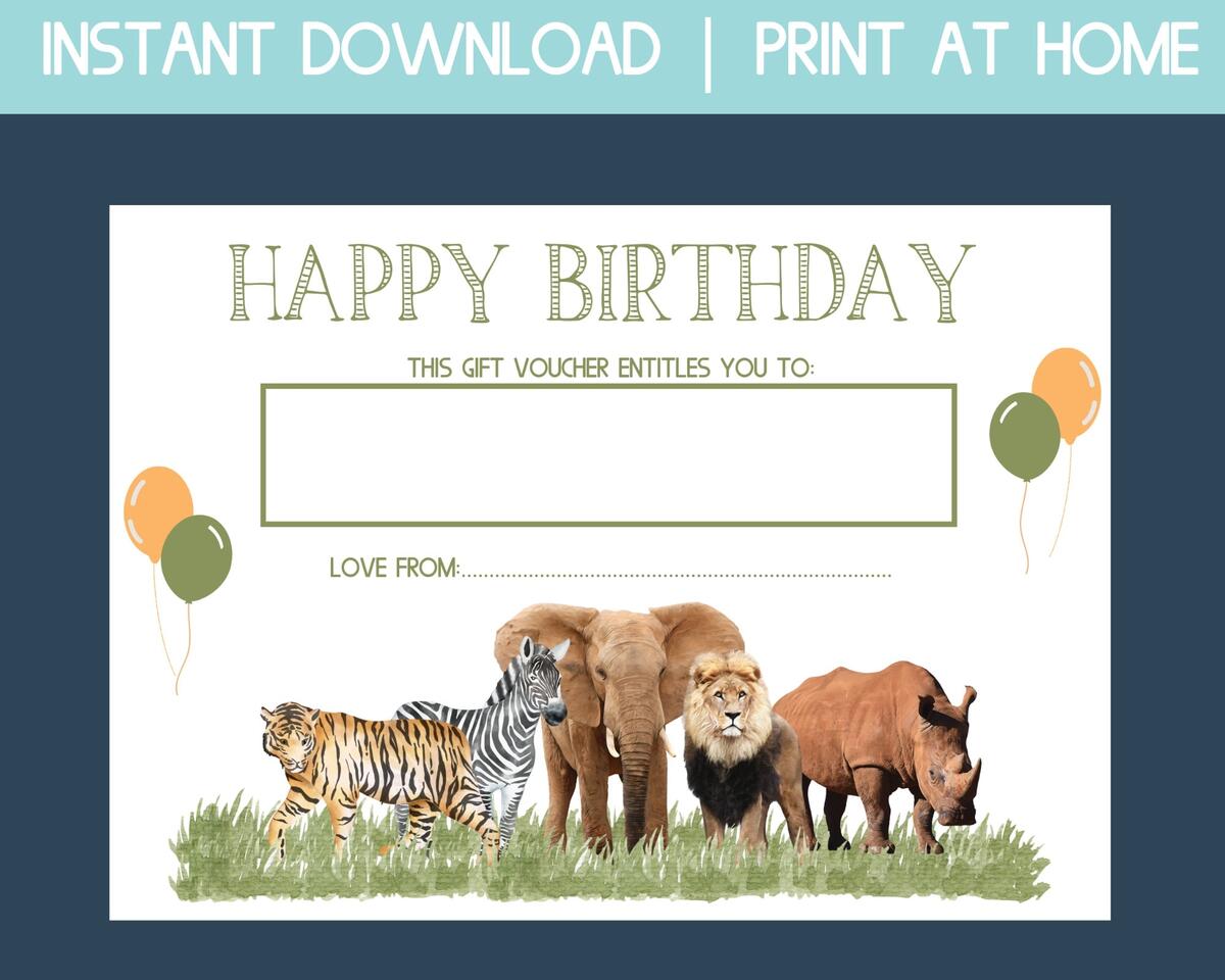 Zoo Gift Card Birthday Gift Certificate Printable Blank Gift Certificate Gift Coupon Gift Voucher Certificate Printable Gift Card Etsy Israel Jungle Cards And Gifts Sign Jungle Birthday Party Sign Safari Animals Zoo Sign Baby Shower Decor Two Wild One Printable INSTANT DOWNLOAD Etsy